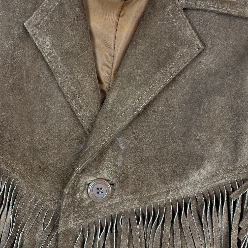 VTG Berman's Buckskin Suede Leather Fringe Jacket Western Boho Cowboy Mens 42 - Picture 8 of 13